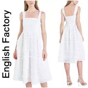 Like New English Factory Women's Heart Eyelet Sleeveless Midi Dress m